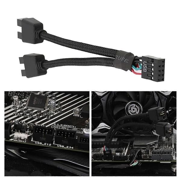 Hovedkort USB 2.0 9-pins header 1 til 2 forlengelseshub splitteradapterkonverter
