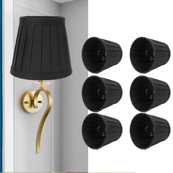 6-pack tyglampskärmar – PX122 – 6 delar modern design – för vardagsrum och sovrum – svart 11 cm