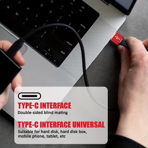 USB-C til USB-A hurtigladeadapter — USB-ladekabelkonverter (hann-hunn)