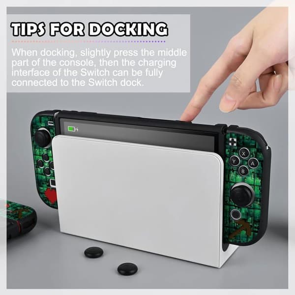 Fodral för OLED Switch, Slim Soft Dockable OLED Switch Skyddsfodral, Reptåligt TPU-fodral, Grön OLED