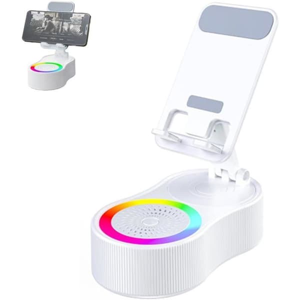 Bluetooth højttalerstativ, foldbart telefonopladerstativ, mini bærbart stereo omgivende lys, 360° rotation (A)