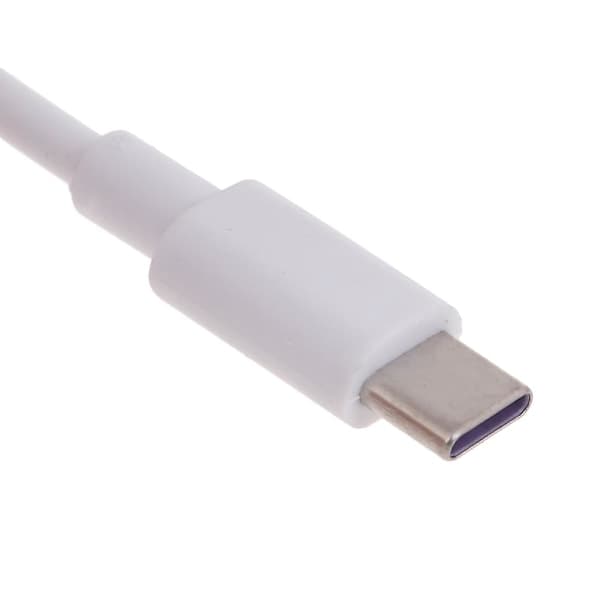 Nopea valkoinen Type-C USB-kaapeli virtakytkimellä puhelimille ja tableteille 2m