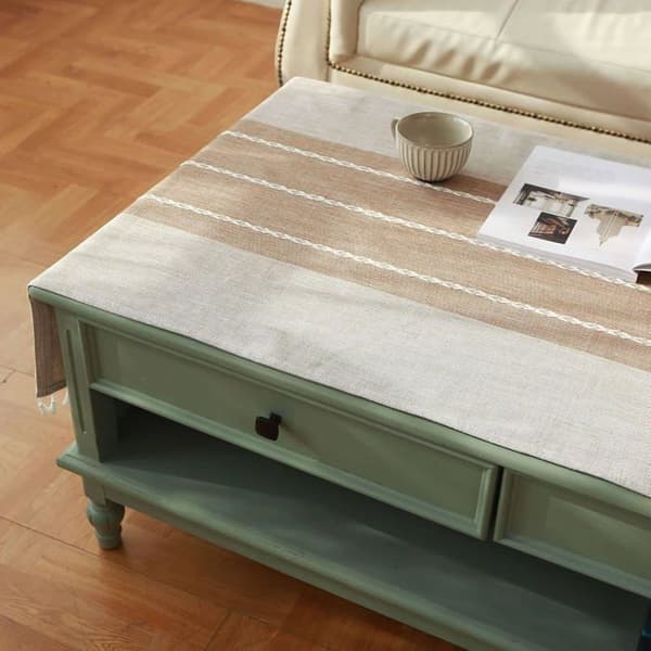 Rektangulær linserviet med lommer, enkel å rengjøre, 50 x 145 cm, beige