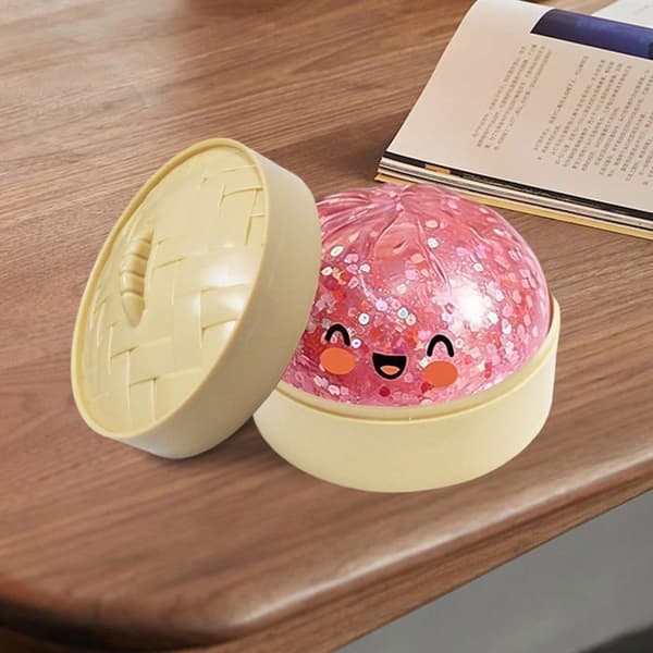 Regnbue \"Dumpling\" Stressball — Myk Sensorisk Leke (Gjennomsiktig Rosa)