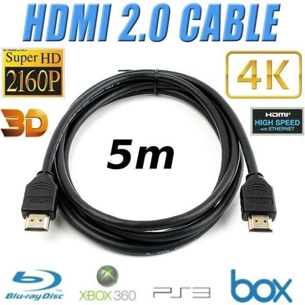 HDMI 2.0-kabel - 5m - 4K-kompatibel - 24K guldpläterad
