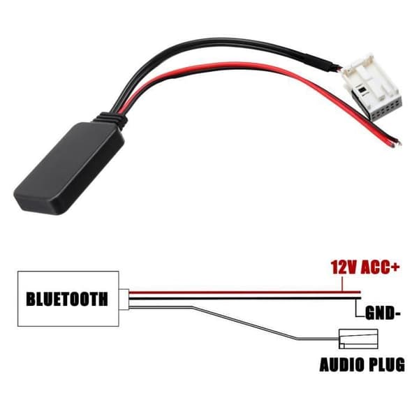 Bluetooth-adapter AUX-lydkabel 12PIN til Peugeot 207 307 407 308 Citroen C2 C3 RD4
