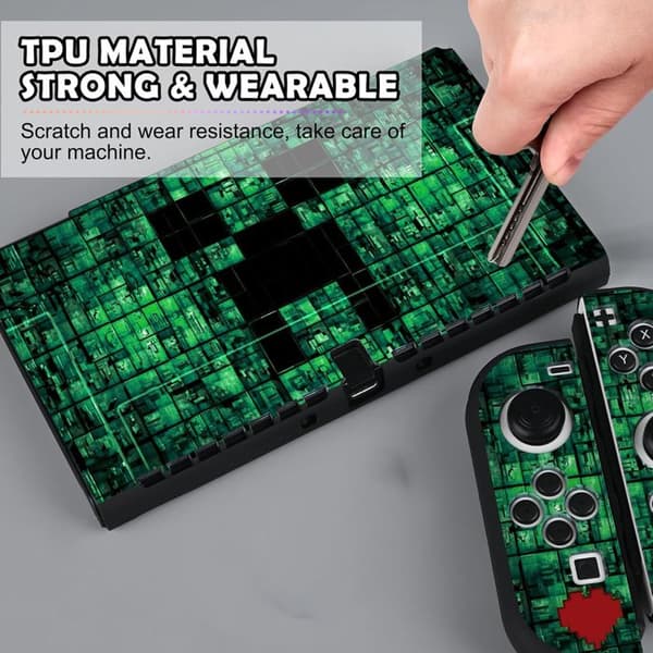 Fodral för OLED Switch, Slim Soft Dockable OLED Switch Skyddsfodral, Reptåligt TPU-fodral, Grön OLED