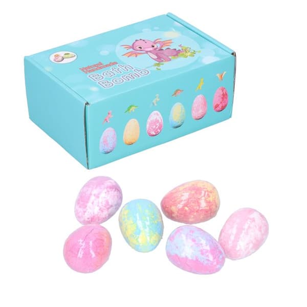 6-delars dinosauriebadäggset – Aromatiskt bubbelbad – Blå presentförpackning