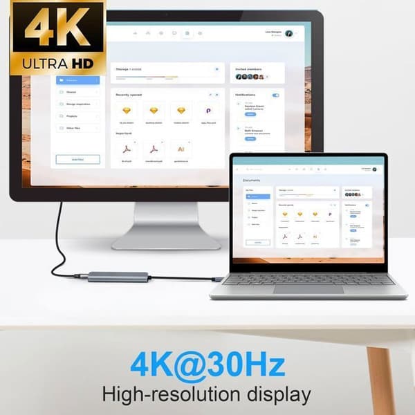 USB-C Hub, USB-C til HDMI 4K-adapter med 100W PD, USB 3.0-porte, Multi-Data-porte 5Gbps 5-i-1 USB-C Dock