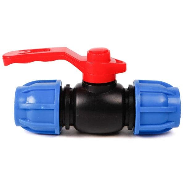 Plastkugleventil til 32 mm kompressionsslange