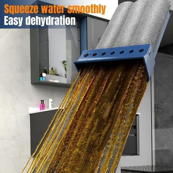 Stor flatmopp, mopp med vrifunksjon, mikrofiber flatmopp, 360° roterende absorberende mopp med 4