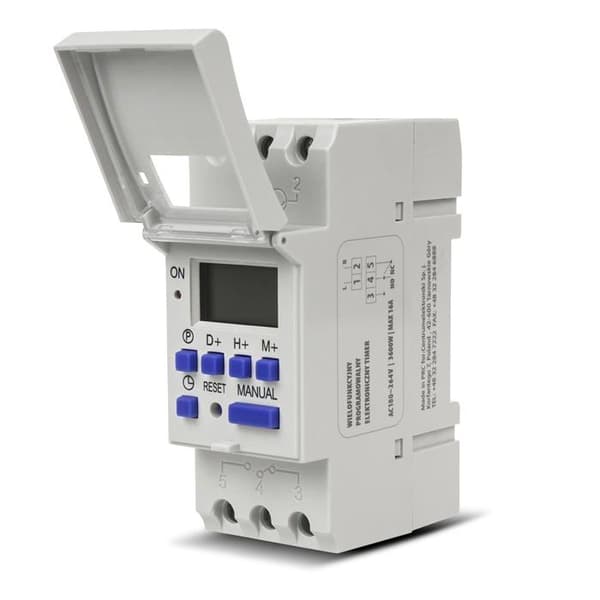 Til GreenBlue GB104 DIN-skinne panel 16A digital timer maks. 240 programmer