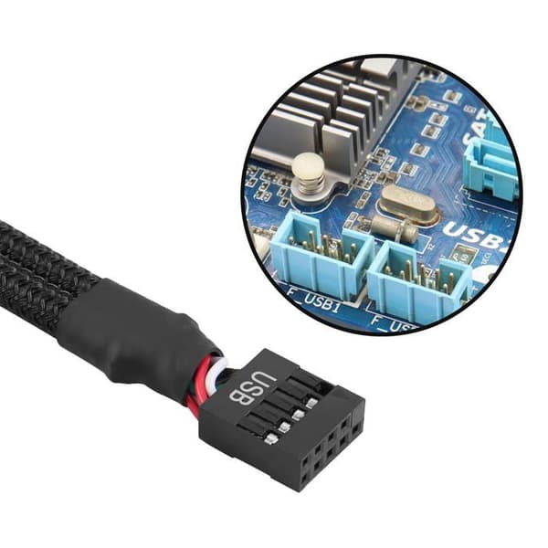 stykker USB 2.0 9-benet hun til dobbelt 9-benet han forlængerkabel, 9-benet USB 2.0 bundkort nylon header separator