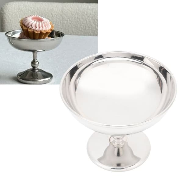 Dessertskål – 304 rustfritt stål – Høy, elegant base – for is, pudding, buffeter – 10,5 cm
