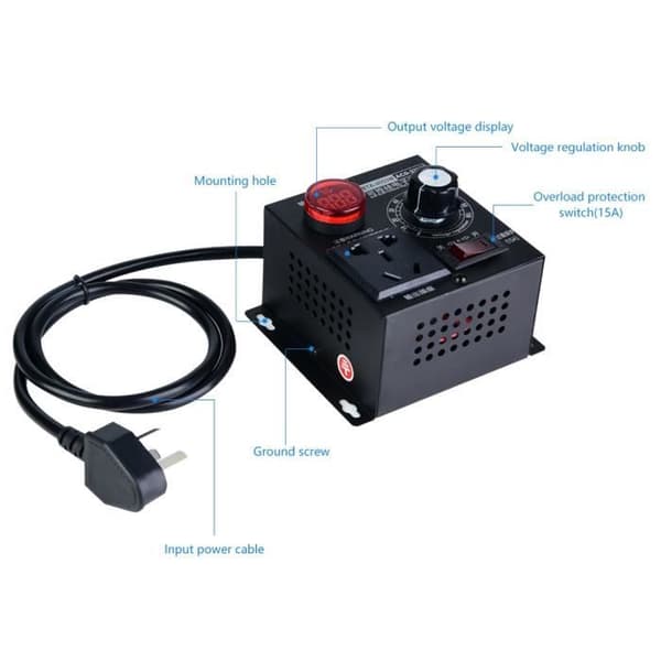 Spenningsregulator - SCR 220V - Variabel hastighetsdrift - Universalplugg - 2 års garanti