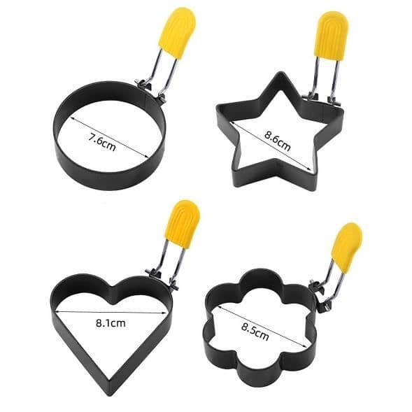 Eggform - Rustfritt stål - Rund - 4 stk - Silikonhåndtak - Matsikker