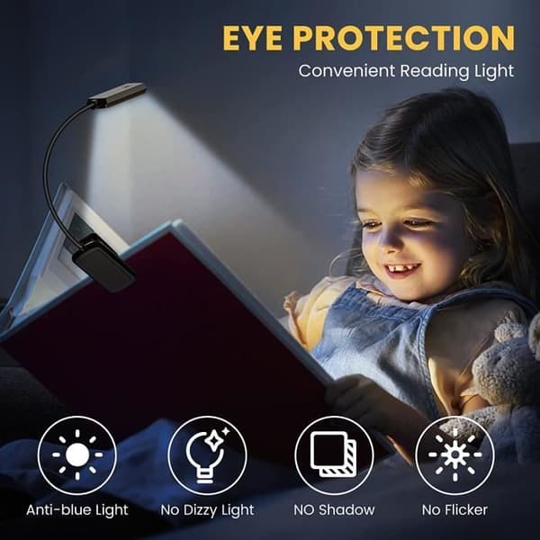 Leselys, 9 USB-drevne LED-leselys, klipslampe, 360° fleksibel sving, mini nattlys