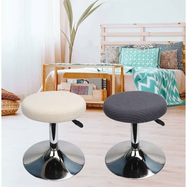 Runda pallöverdrag, 2-pack, beige, elastiska, tvättbara, mjuka och hållbara, lättskötta, bar/lounge