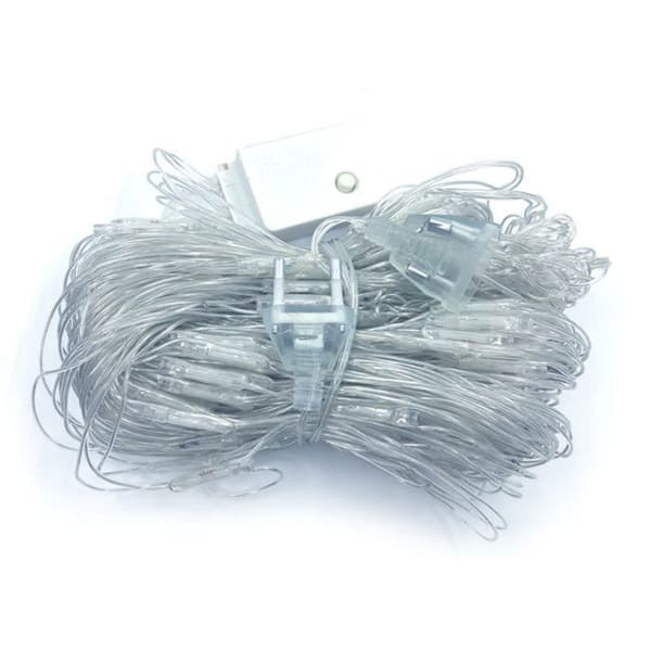 Sikker spenning nett julelys, vanntett, 320 LED, 3m x 2m, varmhvit, 8 lysmoduser