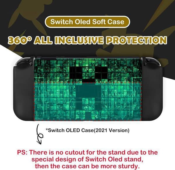 Etui til OLED Switch, Slankt Blødt Dockbart OLED Switch Beskyttelsesetui, Ridsefast TPU Cover, Grøn OLED