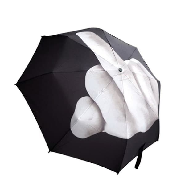 Ny sort paraply med langfingerdesign, cool modeparaply