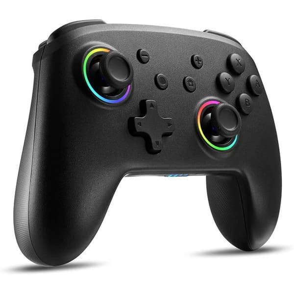 Switch/2/OLED/LITE LED RGB Controller Sort - Trådløs Bluetooth Controller - Hall Joysticks - 6 Akser - Vibration - Programmerbar Knap