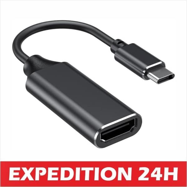 USB-C til HDMI-adapter - Cuszwee - 4K - Thunderbolt 3-kompatibel - For MacBook - Hvit ledning