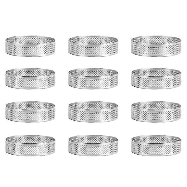 12-pak kageringe i rustfrit stål, perforerede kageringe, 6 cm