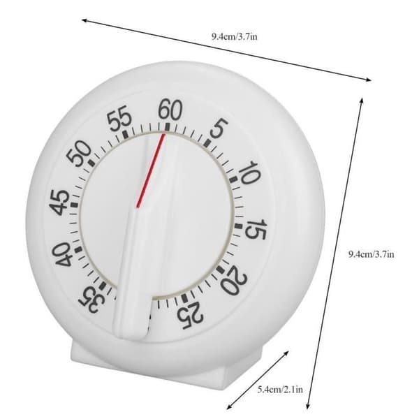 Kjøkkentimer - Mekanisk - 60 minutter - Rund form - Hørbar alarm