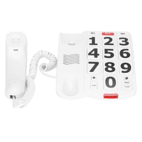 Tbest Fastnettelefon med store knapper, letlæselige knapper og gode ringetoner