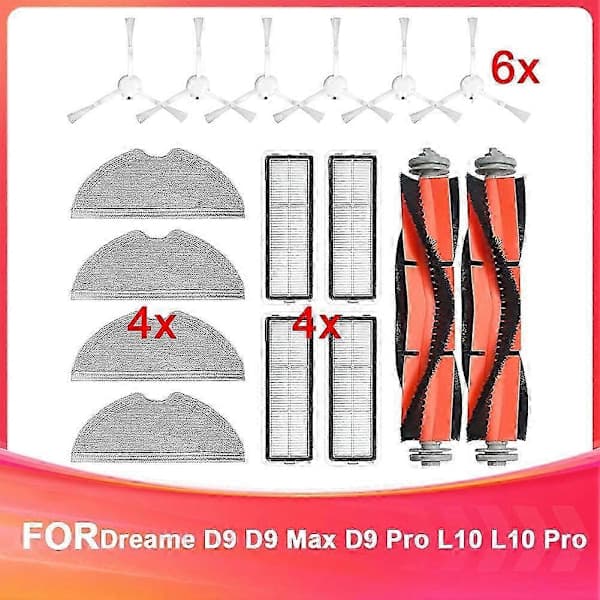 Reservedele til Dreame D9, D9 Max, D9 Pro, L10, L10 Pro Støvsuger, Hovedbørste, Sidebørste - XF33 -
