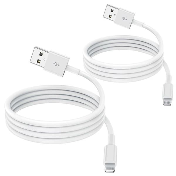 Pakke med 2 Apple MFi-certificerede opladningskabler til iPhone, 2m, 2-meter Lightning til USB-kabel, hurtig opladning til iPhone.