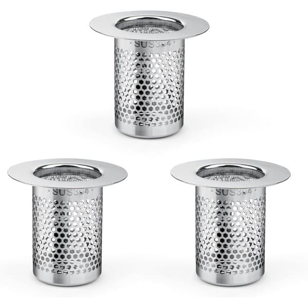 Brusehårfilter, 3 stk. brusehårfilter i rustfrit stål, 5,5 × 5 cm køkkenvaskfilter til altan, køkkengulvafløbsfilter