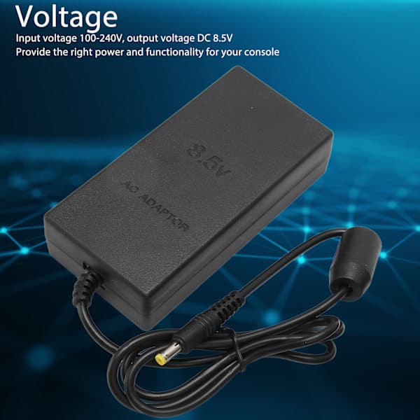 Strømadapter for PS2, Erstatningsplugg, AC-adapter, Ladekabel, Ledning for PS2 Slim 70000 9000 Konsoll 100-240V EU-plugg