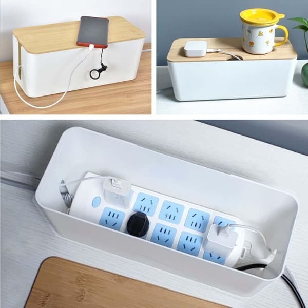 Kabelbox 34x13x14cm – Brandhämmande ABS – Ventilationsöppningar för säkerhet – Halkfria gummifötter