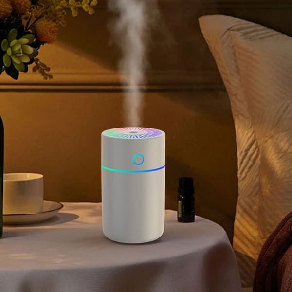 250 ml USB-luftfukter – kjølig tåke – fargerike lys – kontor, bil