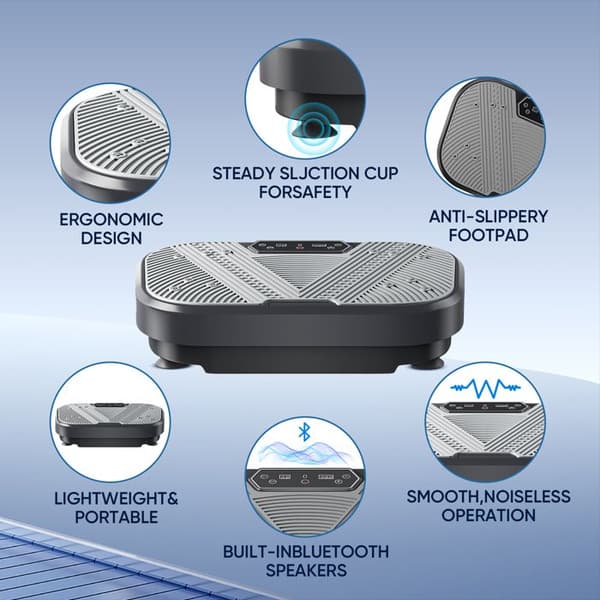 Vibrationsplatform - 120 intensitetsniveauer - Indbygget Bluetooth-højttaler - Brugervenlig træningsvibrationsplatform