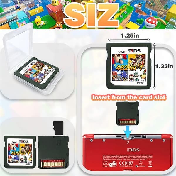 482 i 1 spilkort med 482 klassiske nostalgiske spil, der passer til de fleste Ds/2ds/3ds konsoller