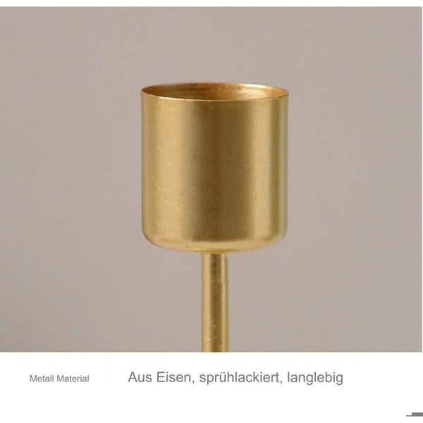 Ljusstake - Konisk - 2 delar - Guld - 16,5 cm