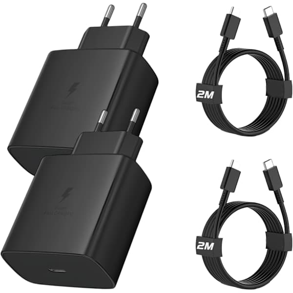 45W USBC hurtigoplader Android telefonoplader med Type-C kabel til Samsung Galaxy S24 S23 S22 S21 Ultra/ A53 A54/A73/note2PC, sort 1,5m datakabel