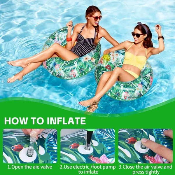 Vuxen Poolflottör – Bladmönster, Robust Ring – Pool, Strand & Sjö – 90 x 35 cm