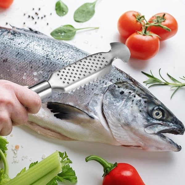 Fiskeskraper i rustfritt stål med ingefærrivjern-design for profesjonelle og hjemmekokker
