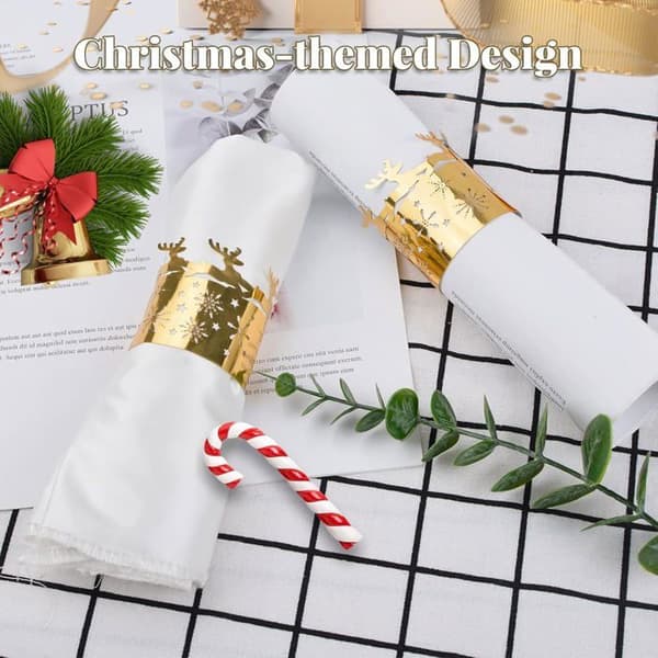 Jul servietringe, 50 stk., reflekterende guld snefnug servietringe, serviet holder