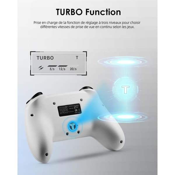 Switch/2/OLED/LITE LED RGB VIT Kontroll - Trådlös Bluetooth-kontroll - Hall Joysticks - 6 Axlar - Vibration - Programmerbar Knapp