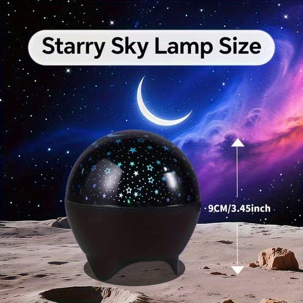Fargerik Stjernehimmel Projektorlampe — Drømmende Tema, Bordmodell, Batterifri