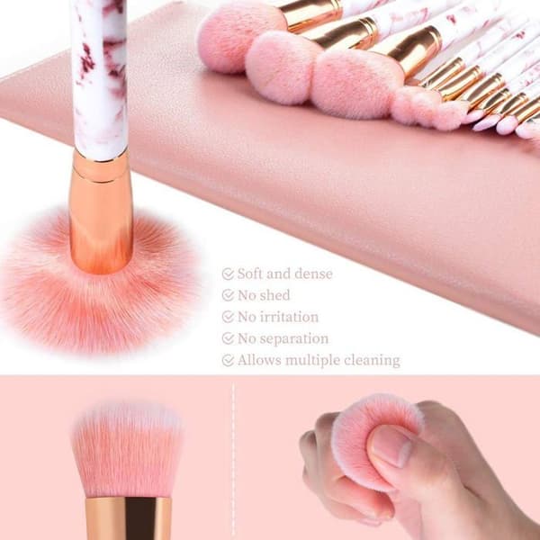 10-delt professionelt makeupbørstesæt: foundation, concealer, blush, øjenskygge, makeupsvamp