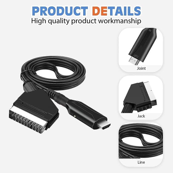 Scart–HDMI-kaapeli – Scart–HDMI-sovitin – All-in-one Scart–HDMI-ääni- ja videomuunnin 1080p/720p
