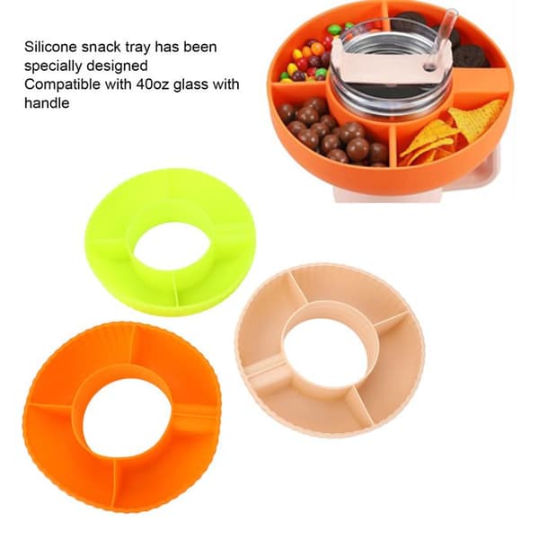 3 stk silikonskåler – 4 rom – Camping fruktsnacks – 20 cm