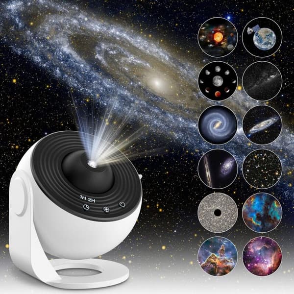 Planetarium Stjerneprojektor – 12 HD-filmdisker – Projeksjon opptil 5 meter – Automatisk 1/2/4t Timer