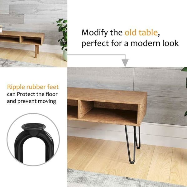 Set med 4 hårnålsbordsben, 30 cm, stöder upp till 159 kg, med skyddande möbelkåpor